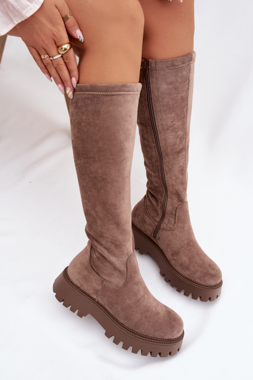 calentamiento botas de mujer con una plataforma Big Star OO274722 beige