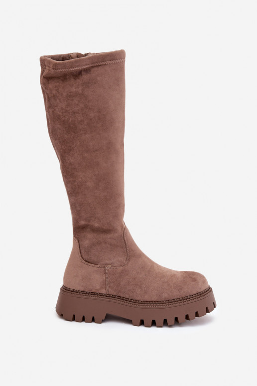 calentamiento botas de mujer con una plataforma Big Star OO274722 beige