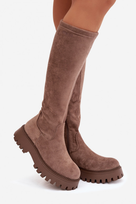 calentamiento botas de mujer con una plataforma Big Star OO274722 beige
