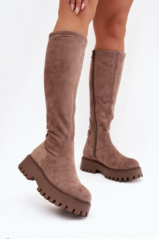 calentamiento botas de mujer con una plataforma Big Star OO274722 beige