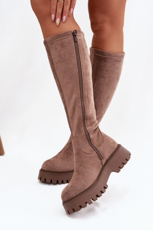 calentamiento botas de mujer con una plataforma Big Star OO274722 beige