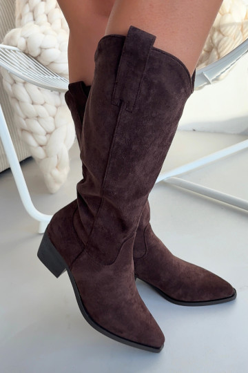 Botas largas de mujer estilo cowboy color chocolate Jazelle