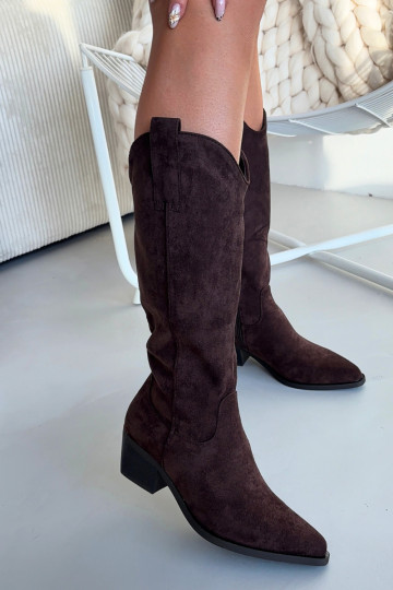 Botas largas de mujer estilo cowboy color chocolate Jazelle 2