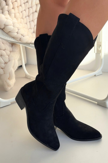 Botas largas de mujer estilo cowboy negras Jazelle