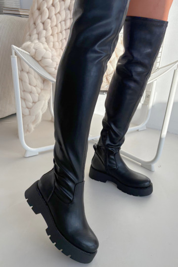 botas por encima de la rodilla con ojos centelleantes de color negro Rivessa