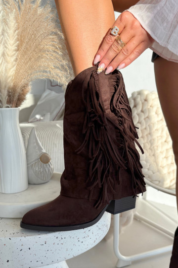 botas estilo vaquero Femenino con flecos con tacones CzekoladoAe Gralina