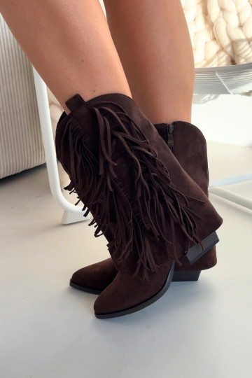 botas estilo vaquero Femenino con flecos con tacones CzekoladoAe Gralina 2