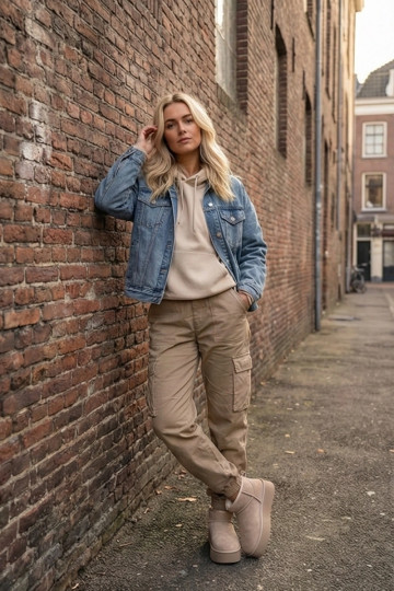 Botas de nieve FemeninoActivadoturalnego de gamuzau beige Tiene queirene