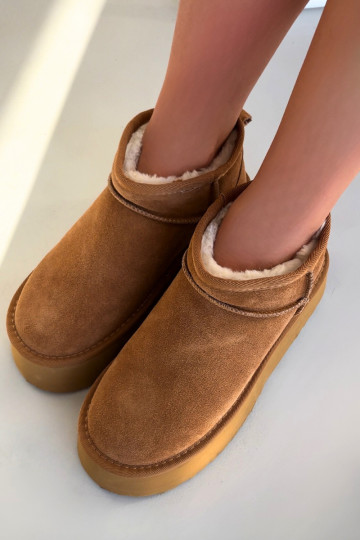 Botas de nieve marrones para mujer de ante sintético Irene