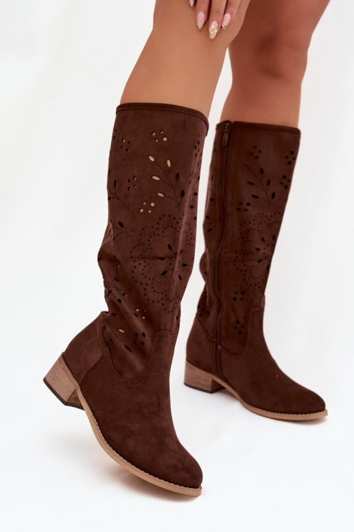 con elementos calados botas de mujer reloj CzekoladoAe Helinna