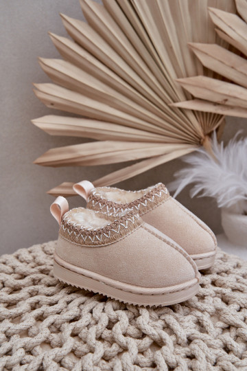 Botas de nieve infantiles con plataforma, forradas de piel interior, de color marfil Vilabria