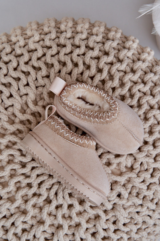 Botas de nieve Botas Infantil con una plataforma calentamiento con pelo dentro color marfil Vilabria