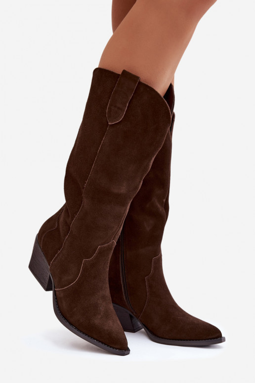 Piel de gamuza botas estilo vaquero Femenino calentamiento CzekoladoAe Urselle