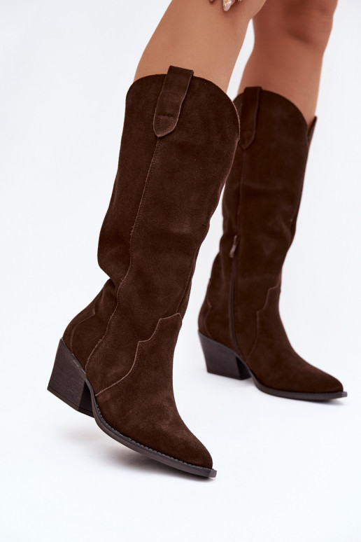 Piel de gamuza botas estilo vaquero Femenino calentamiento CzekoladoAe Urselle