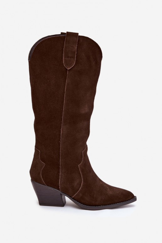 Piel de gamuza botas estilo vaquero Femenino calentamiento CzekoladoAe Urselle