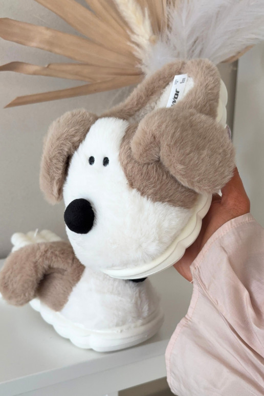 Zapatillas de niño color arena con pelo "Cachorros" Farnise