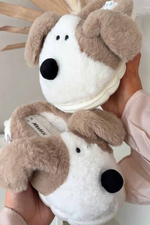 Zapatillas de niño color arena con pelo "Cachorros" Farnise