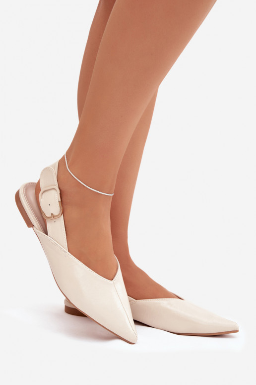 Bailarinas lacadas con hebillas beige Rinalle