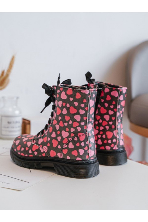 calentamiento Botas Infantil con cremalleras Negro y-color rosa Dolida
