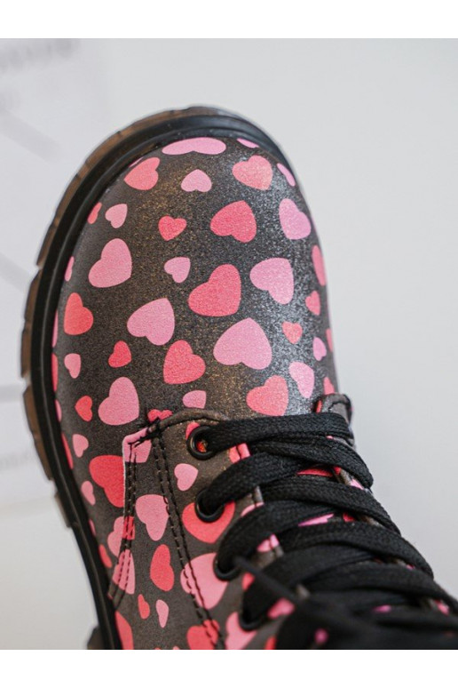 calentamiento Botas Infantil con cremalleras Negro y-color rosa Dolida