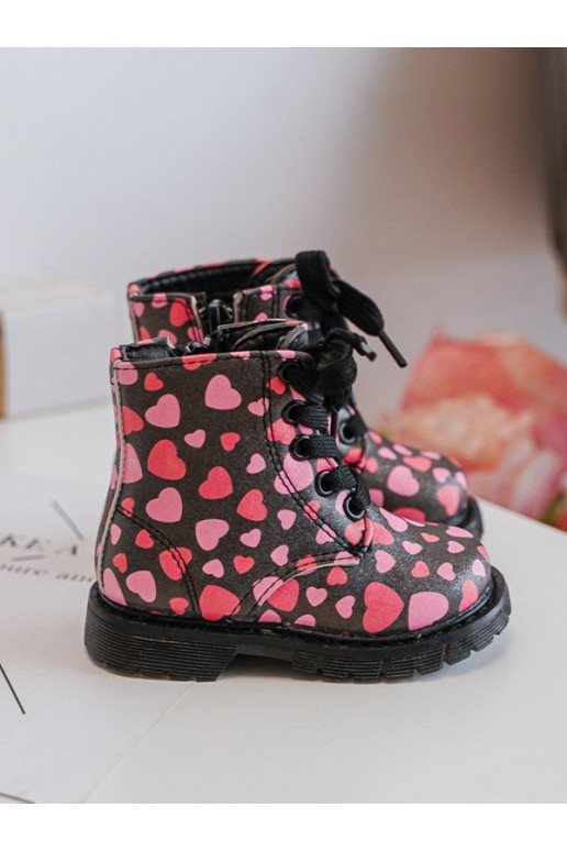 calentamiento Botas Infantil con cremalleras Negro y-color rosa Dolida