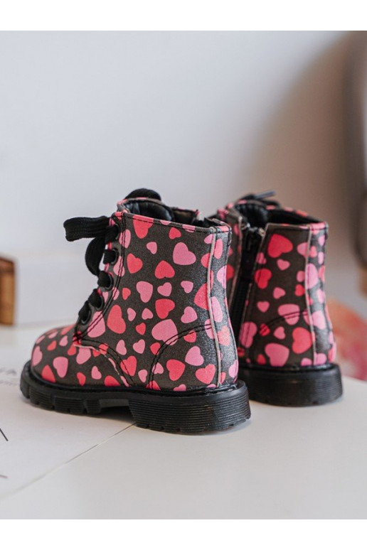 calentamiento Botas Infantil con cremalleras Negro y-color rosa Dolida
