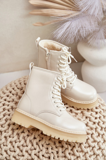 calentamiento Botas Infantil con efecto barniz Al castillo beige Novita 2