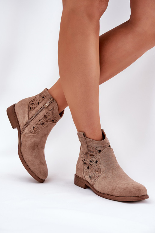 Botas de mujer con elementos calados Al castillo beige S.Barski HY42-081