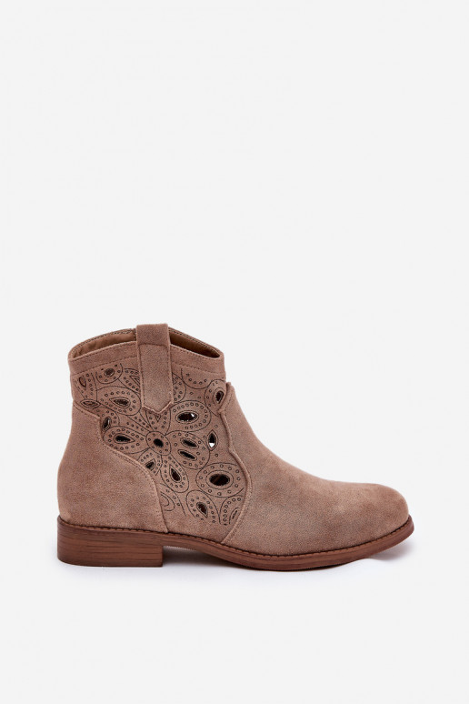 Botas de mujer con elementos calados Al castillo beige S.Barski HY42-081
