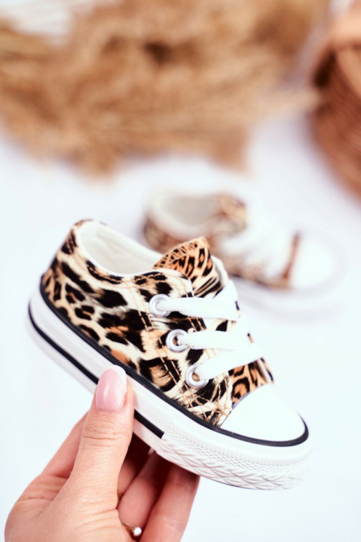 Zapatos de ocio para niños. con estampados de piel de leopardo color marrón Berni