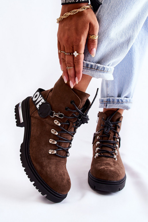 de gamuza calentamiento Botas con correas marron oscuro Aurelio