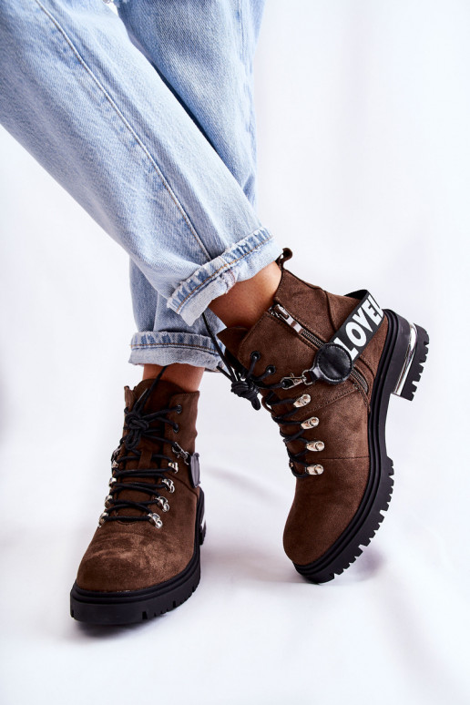 de gamuza calentamiento Botas con correas marron oscuro Aurelio