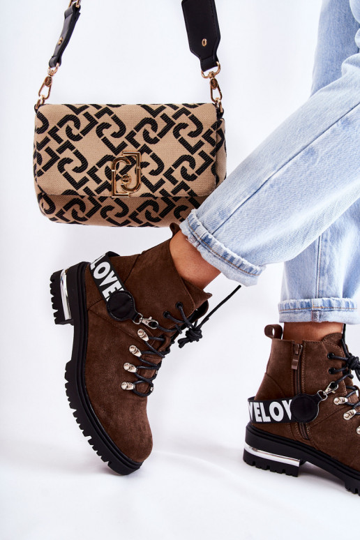 de gamuza calentamiento Botas con correas marron oscuro Aurelio