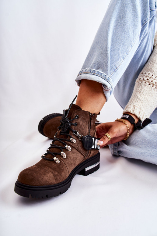 de gamuza calentamiento Botas con correas marron oscuro Aurelio