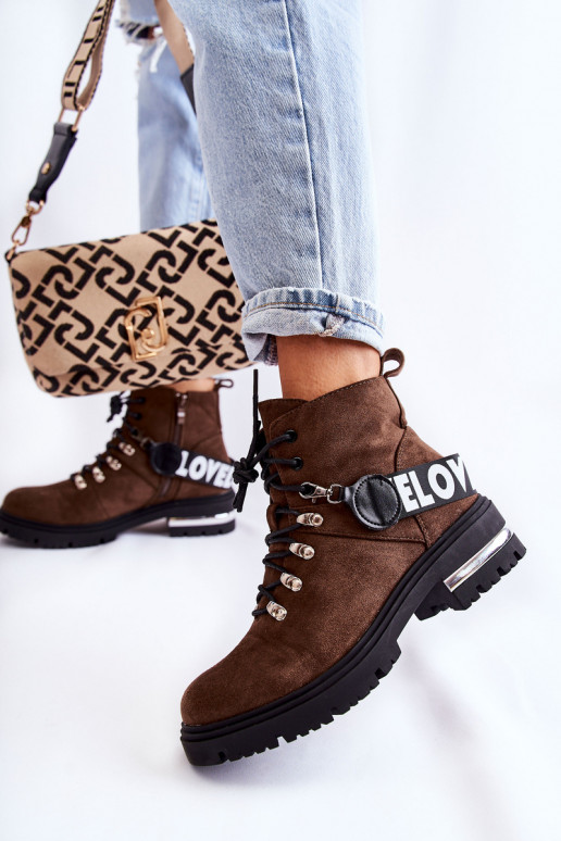 de gamuza calentamiento Botas con correas marron oscuro Aurelio