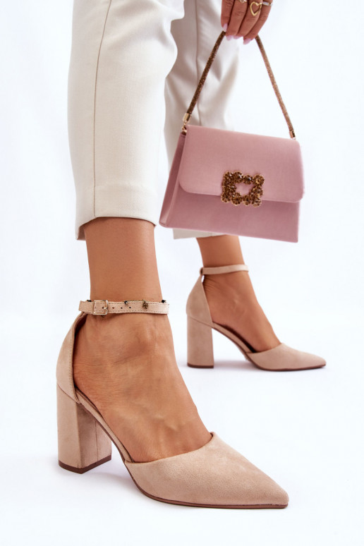 Zapatos de gamuza con tacones beige Lexie