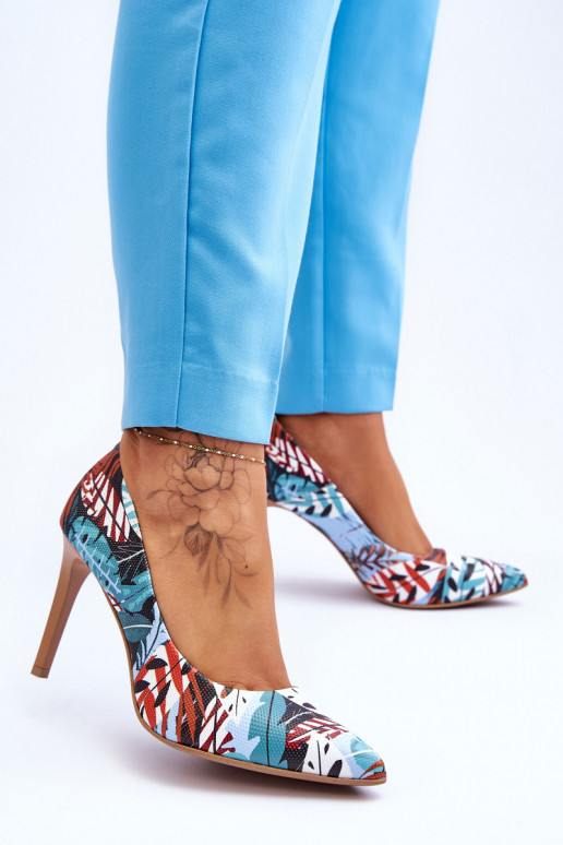 De moda Piel zapatos de tacón alto LeAski Shoes 2659 verde-color azul