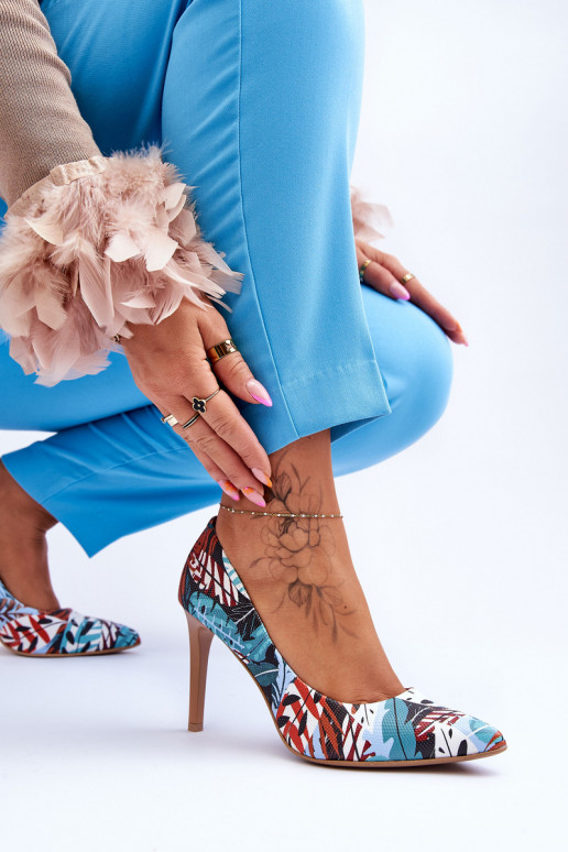 De moda Piel zapatos de tacón alto LeAski Shoes 2659 verde-color azul