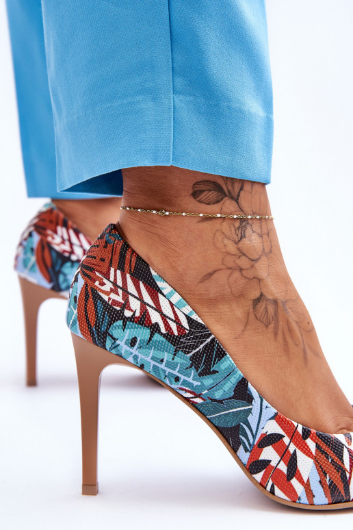 De moda Piel zapatos de tacón alto LeAski Shoes 2659 verde-color azul