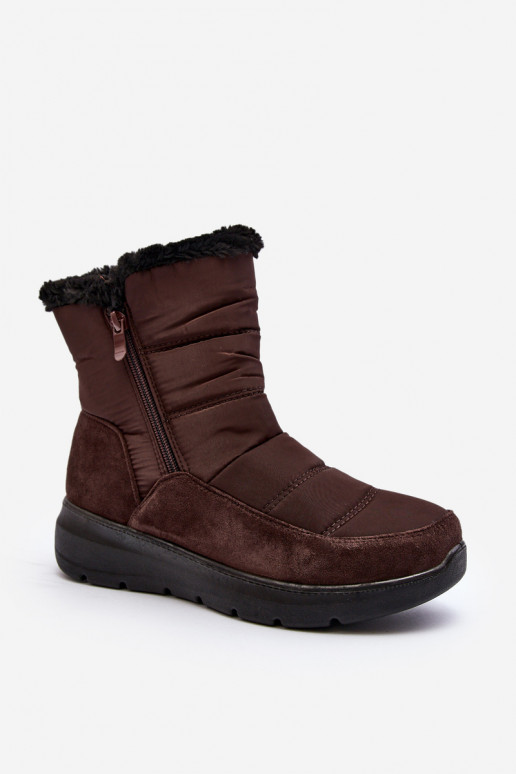 Femenino Botas de nieve con un abrigo de piel color marrón Primose