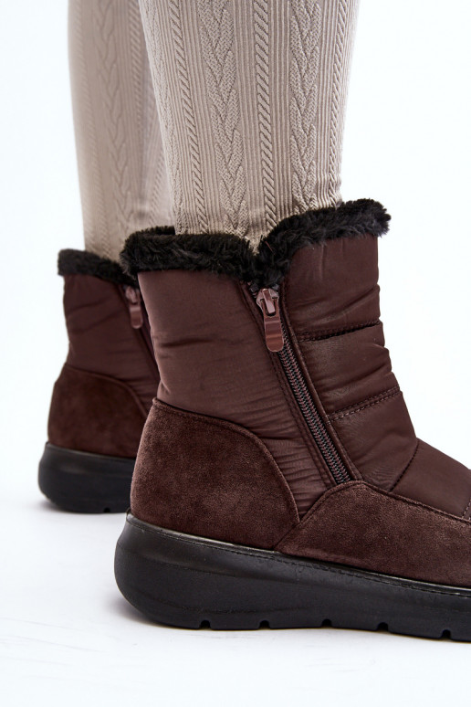 Femenino Botas de nieve con un abrigo de piel color marrón Primose