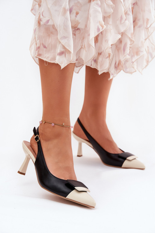 Estilo elegante zapatos de tacón alto con adornos Eko Piel de color negro Ottoles