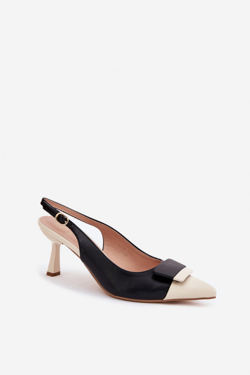 Estilo elegante zapatos de tacón alto con adornos Eko Piel de color negro Ottoles