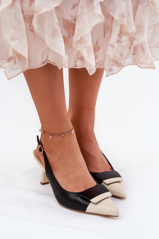 Estilo elegante zapatos de tacón alto con adornos Eko Piel de color negro Ottoles