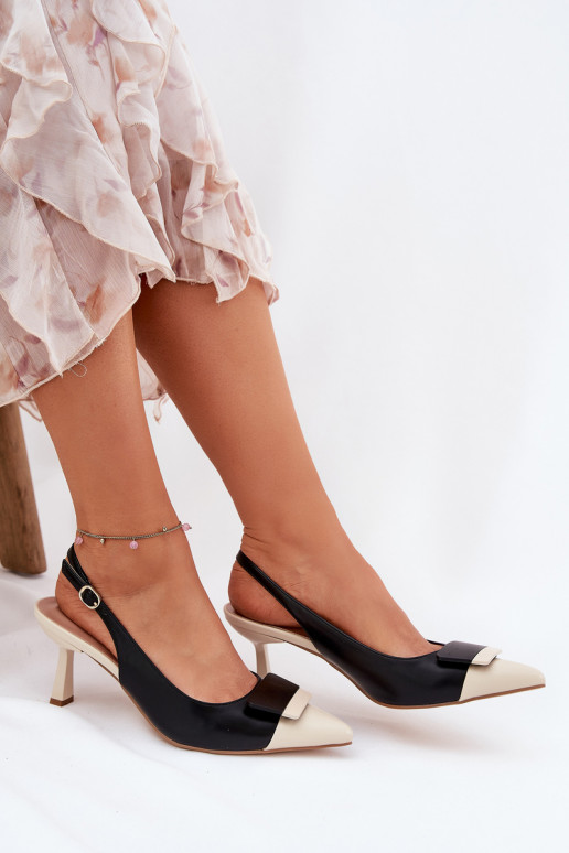 Estilo elegante zapatos de tacón alto con adornos Eko Piel de color negro Ottoles