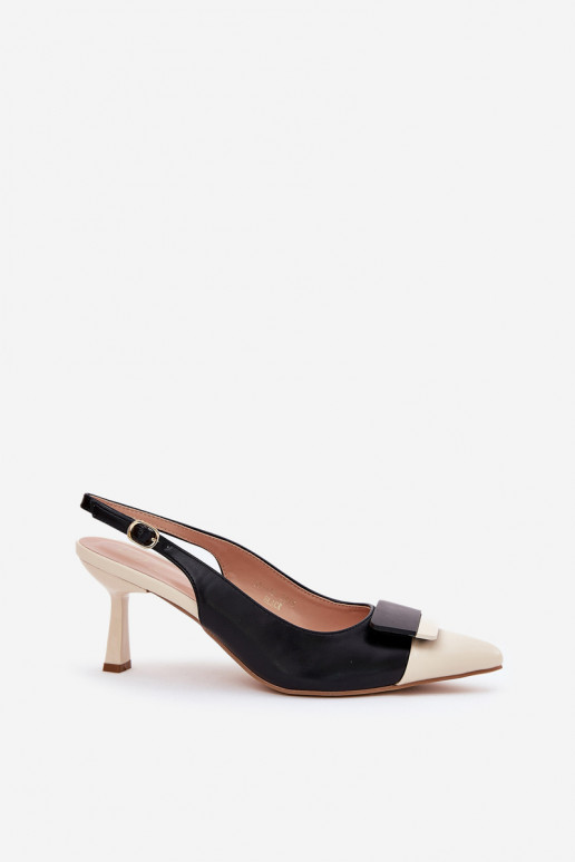 Estilo elegante zapatos de tacón alto con adornos Eko Piel de color negro Ottoles