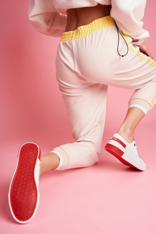 Zapatillas de piel natural. BIG STAR FF274174 blanco y rojo