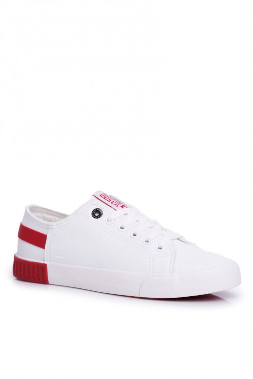 Zapatillas de piel natural. BIG STAR FF274174 blanco y rojo