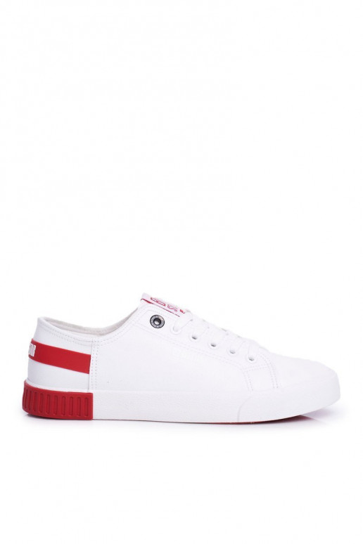 Zapatillas de piel natural. BIG STAR FF274174 blanco y rojo