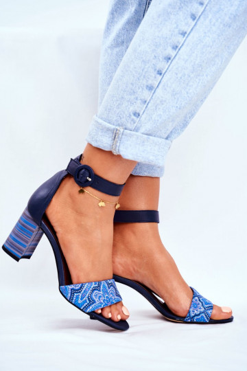 Sandalias mujer piel natural azul oscuro 04235-17/00-5